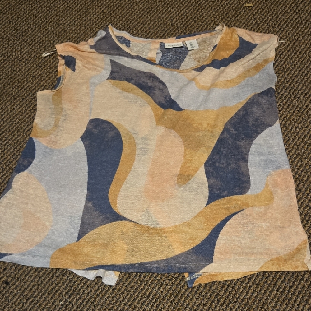 Rachel Zoe Abstract Sleeveless Linen Top in Blue, Pink And Cream 💫